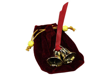 Dual Solid Brass Sleigh Bells with Velvet Gift Bag Super Sale - Tack Wholesale