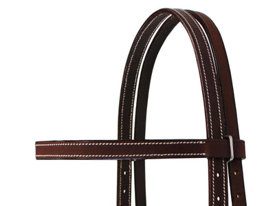Tahoe Double Stitched Leather Browband Western Headstall - Tack Wholesale