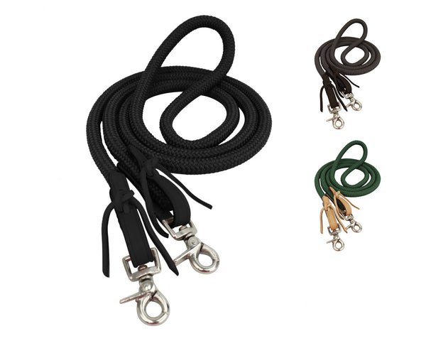 Tahoe Nylon Barrel Reins with USA Leather Tie Ends - 5/8