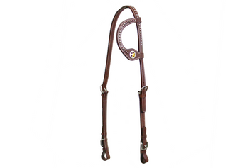 Tahoe Tack Silver Texas Star Leather Western Horse Slip Ear Headstall with Buckle Bit Ends
