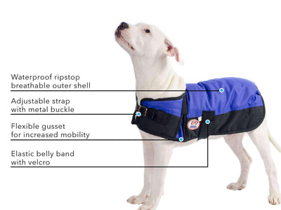 Derby Originals Two-Tone Horse-Tough 600D Waterproof Ripstop Nylon Winter Dog Coat 150g Polyfil with One Year Warranty
