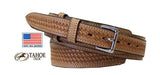 Ranger Basket Weave USA Leather Western Belt with 3/4" Buckle