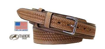 Ranger Basket Weave USA Leather Western Belt with 3/4